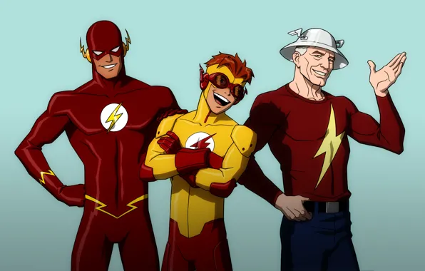 Картинка comics, Barry Allen, The Flash Family, Jay Garrick, Kid Flash, Wally West, the Flash