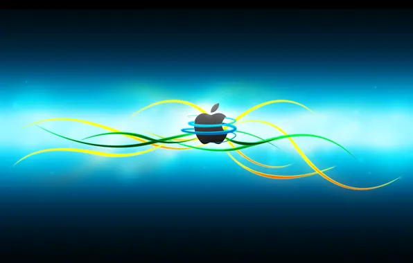 Картинка компьютер, линии, цвет, apple, яблоко, логотип, mac, телефон
