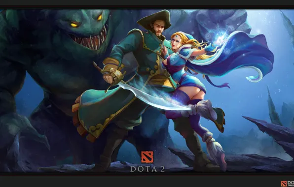 Crystal Maiden, Dota2, tidehunter, kunnka