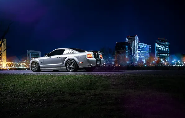 Картинка Mustang, Ford, Dark, Muscle, Car, Downtown, American, Rear
