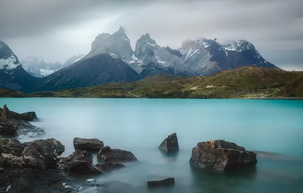 Картинка sea, landscape, nature, mountains, fog