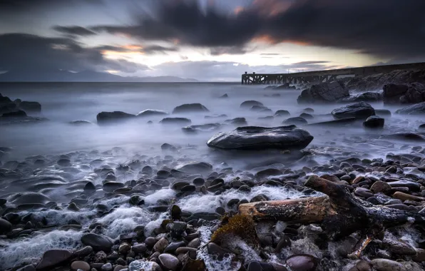 Картинка Scotland, Long Exposure, Stormy sunset