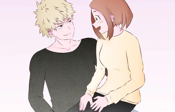 Boku no Hero Academia, My Hero Academia, Uraraka Ochako, Bakugou Katsuki, Katmewmew, Pixiv Id 7030432