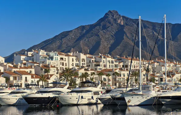 Город, яхты, порт, Spain, Marbella, Andalusia, Puerto-Banus, Marbella in Malaga