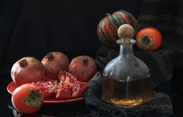 Фрукты, натюрморт, виски, осень.