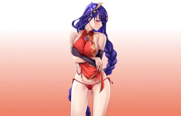 Girl, hot, sexy, anime, pretty, raiden, babe, purple hair