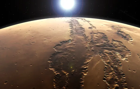 Картинка поверхность, Марс, система каньонов, Долины Маринер