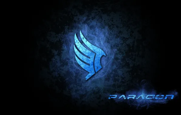 Картинка синий, крылья, герой, mass effect, достижение, paragon