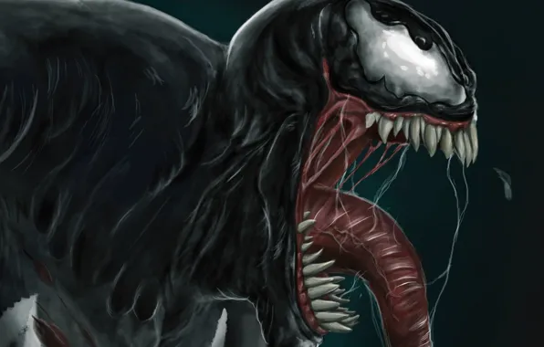 Язык, морда, монстр, комиксы, Веном, Venom, симбиот