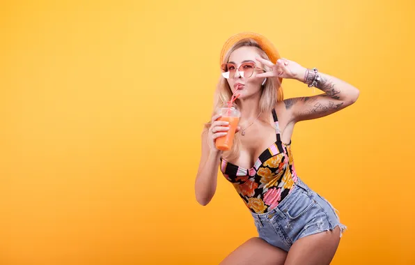 Girl, shorts, beautiful, model, tattoo, cute, denim