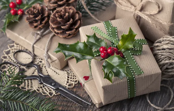 Картинка зима, праздник, подарок, Рождество, Новый год, Happy New Year, box, winter