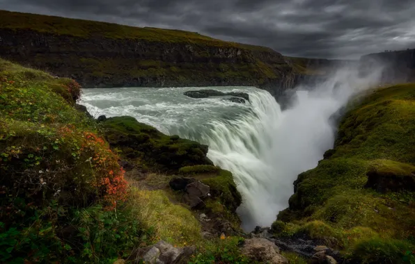 Картинка горы, водопад, поток