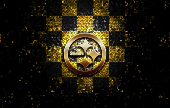 Wallpaper, sport, logo, NFL, glitter, checkered, Pittsburgh Steelers