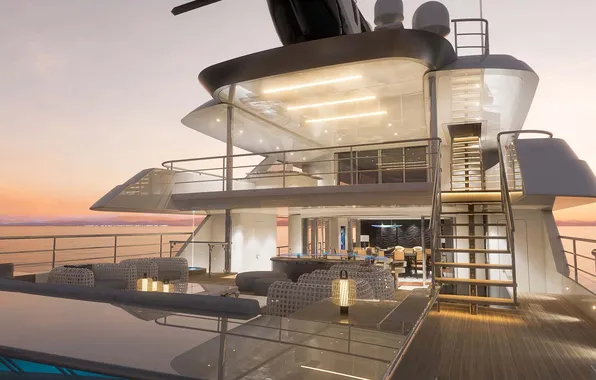 Море, superyacht, суперяхта, main deck, главная палуба, Западный порт 52M, профиль W172, трехпалубная моторная яхта