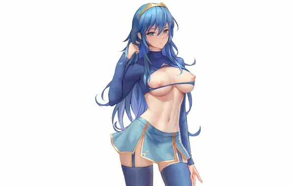 Girl, sexy, cleavage, long hair, nipples, boobs, anime, beautiful