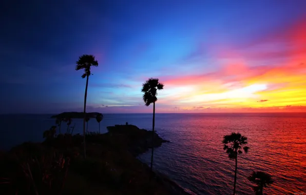 Картинка небо, закат, пальмы, Небо, Тайланд, Phuket, Thailand, Islands