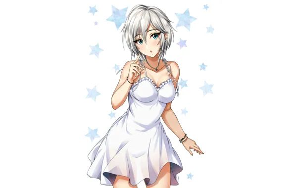 Girl, sexy, Anastasia, cleavage, dress, boobs, anime, blue eyes