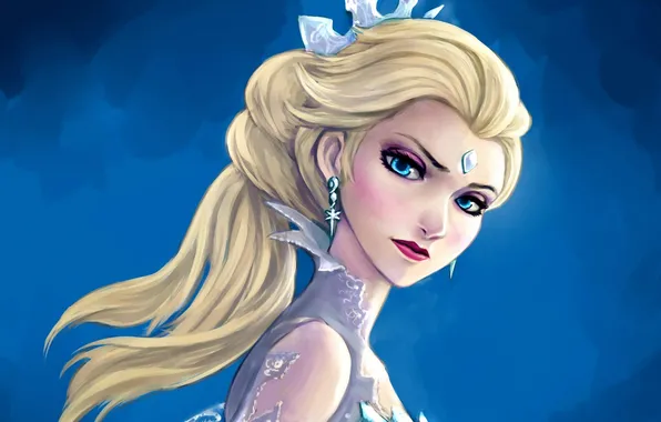Картинка девушка, корона, Frozen, fan art, The Snow Queen