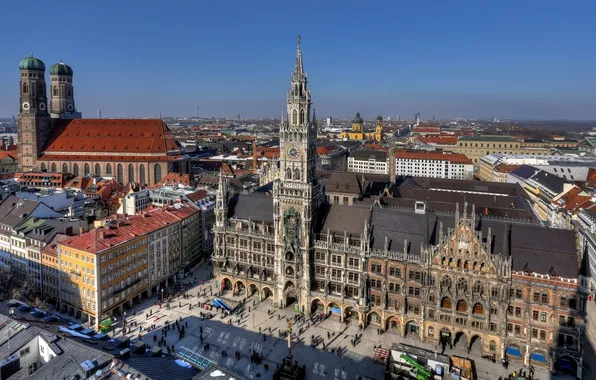 Картинка Германия, Мюнхен, Бавария, Germany, Munich, Bavaria, Marienplatz, Новая ратуша