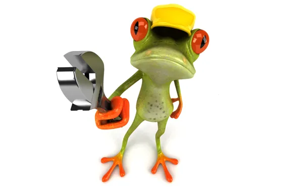 Картинка графика, лягушка, ключ, кепка, ремонт, Free frog 3d