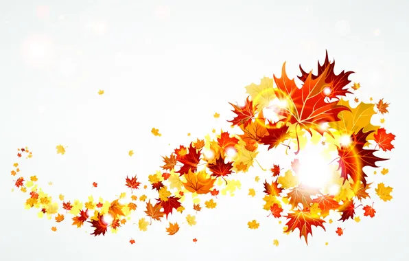 Картинка осень, листья, ветер, свечение