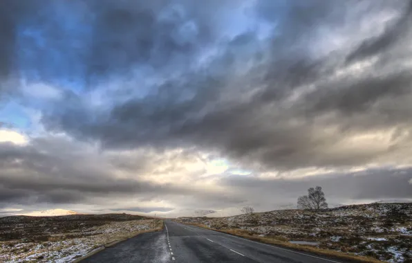 Дорога, небо, Scotland, Glencoe