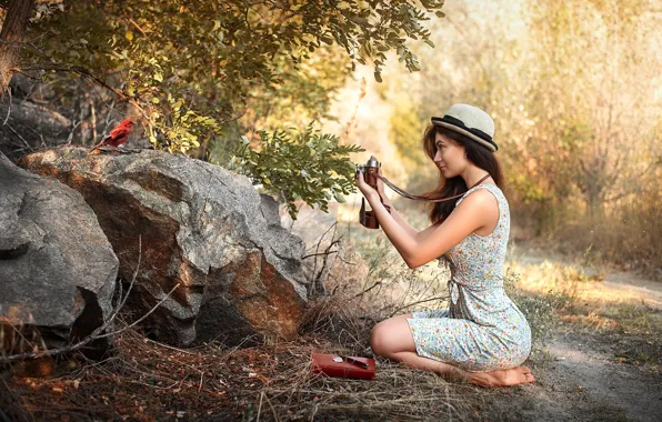 Картинка девушка, природа, птица, Maks Kuzin, юный фотограф