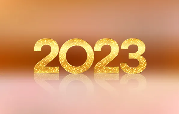 Сияние, полосы, цифры, Новый год, позолота, оранжевый фон, дата, 2023