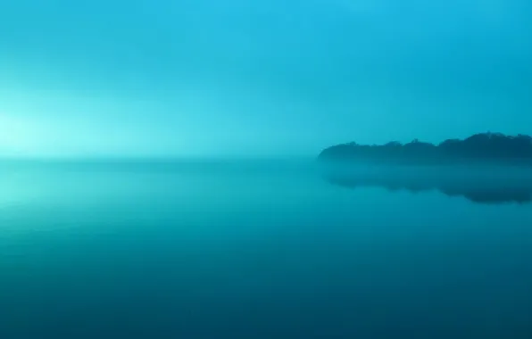 Картинка небо, вода, туман, озеро, земля, суша