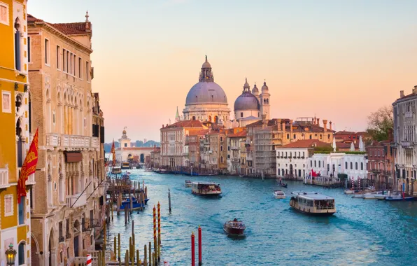 Здания, Италия, панорама, Венеция, собор, канал, Italy, Venice