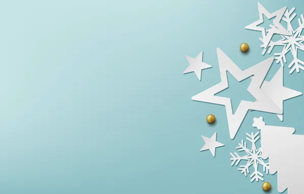 Зима, снежинки, фон, голубой, Christmas, blue, winter, background