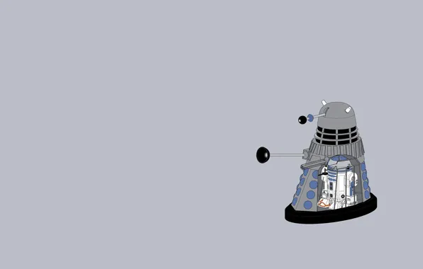 Картинка Star Wars, R2D2, Звёздные Войны, серый фон, Doctor Who, Доктор Кто, R2-D2, Dalek