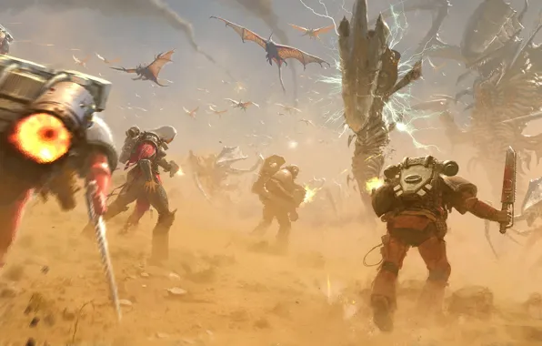 Warhammer 40000, Jose Daniel Cabrera Peña, космодесант хаоса, штурмовая пехота, прыжковые ранцы, Flesh tearers Charge