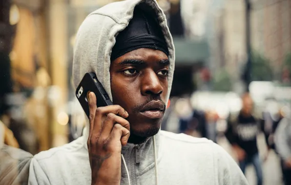 People, man, cell phone