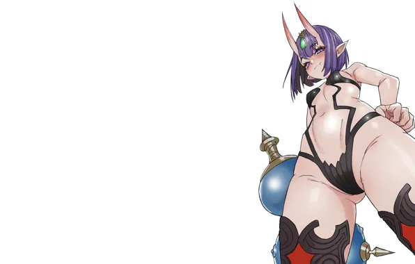 Girl, sexy, cleavage, thighhighs, horns, boobs, anime, beautiful