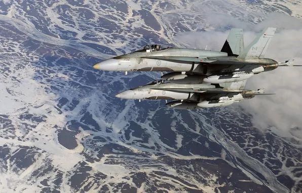Картинка истребители, пара, F/A-18, Hornet, McDonnell Douglas