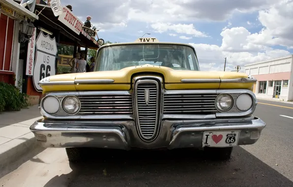 Картинка Америка, улица, Will Rogers Highway, Route 66, Vintage Taxi, Шоссе 66, Аризона, такси