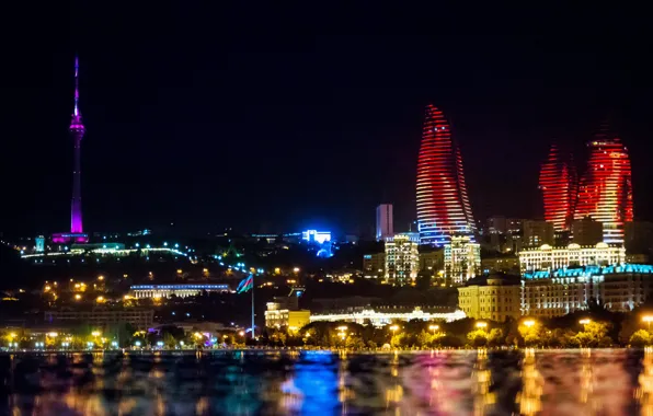 Ночь, night, Азербайджан, Azerbaijan, Baku, Баку