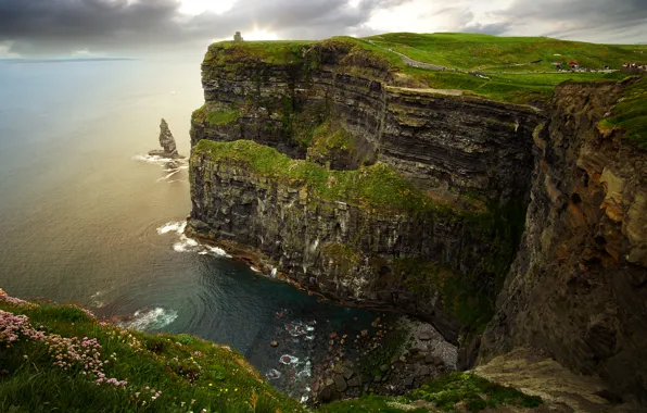 Море, скалы, побережье, горизонт, Ирландия, Galway