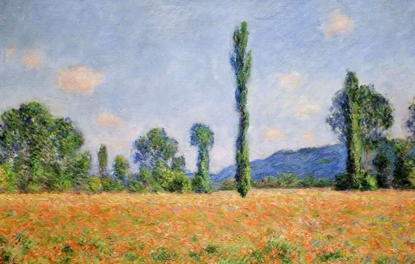 Пейзаж, картина, Клод Моне, Поле Маков в Живерни