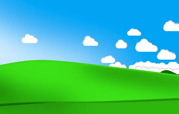 Картинка небо, трава, облака, холмы