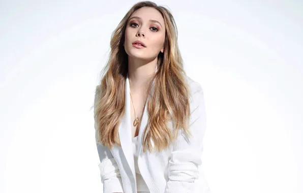 Картинка взгляд, девушка, поза, волосы, макияж, актриса, красотка, Elizabeth Olsen