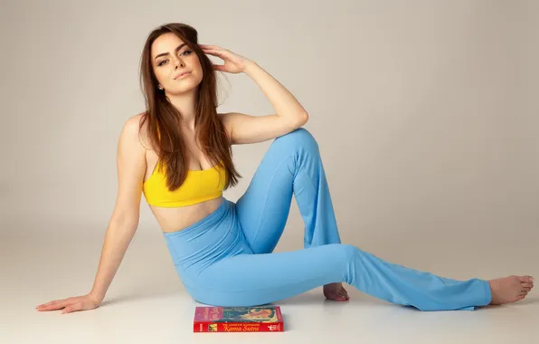 Girl, beautiful, model, pretty, sweet, pants, long-haired, tank top