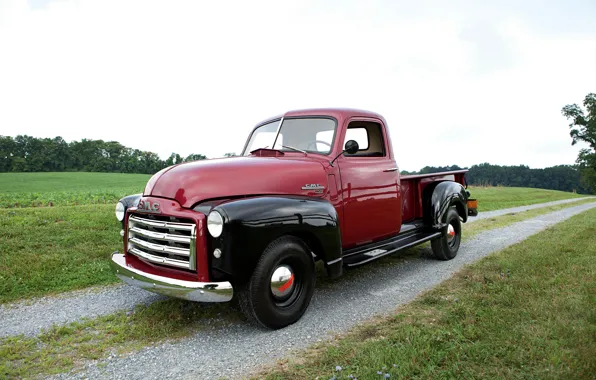 Дорога, поле, 150, пикап, GMC, 1949, Pickup Truck, GMC 150