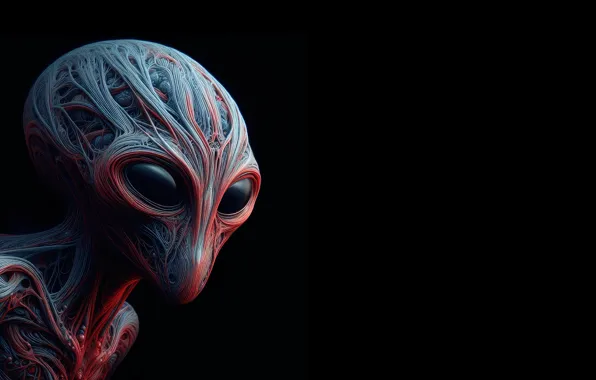 Dark, black, Alien, eyes, looking at viewer, AI art