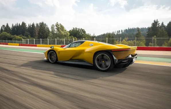 Ferrari, yellow, speed, Daytona, Ferrari Daytona SP3