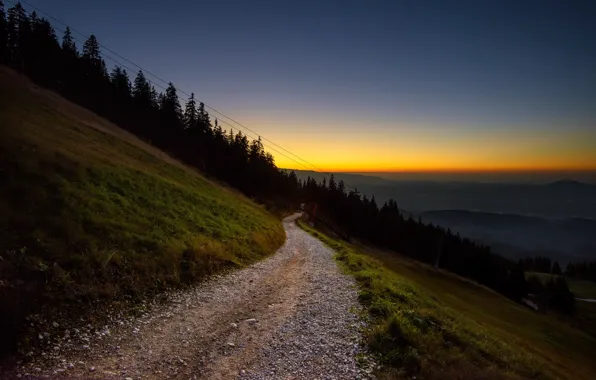 Картинка дорога, ночь, гора