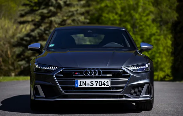 Картинка Audi, вид спереди, Audi A7, 2019, тёмно-серый, S7 Sportback