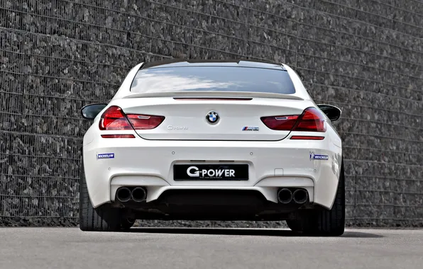BMW, white, tuning, coupe, g-power, back, f13