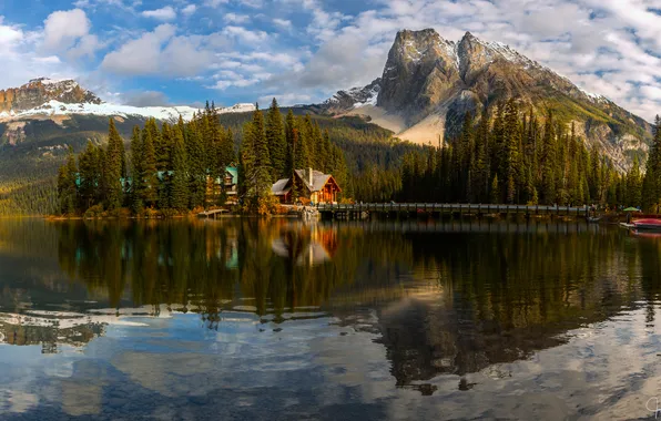 Картинка Canada, British Columbia, Yoho National Park, Emerald Lake foliage, John Clay